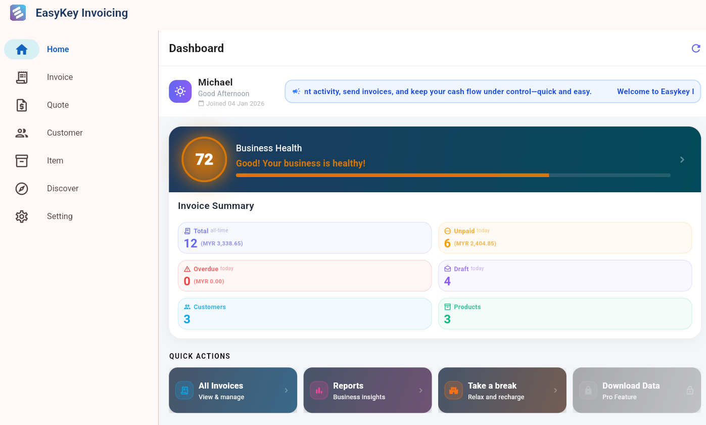 Easykey Dashboard Overview